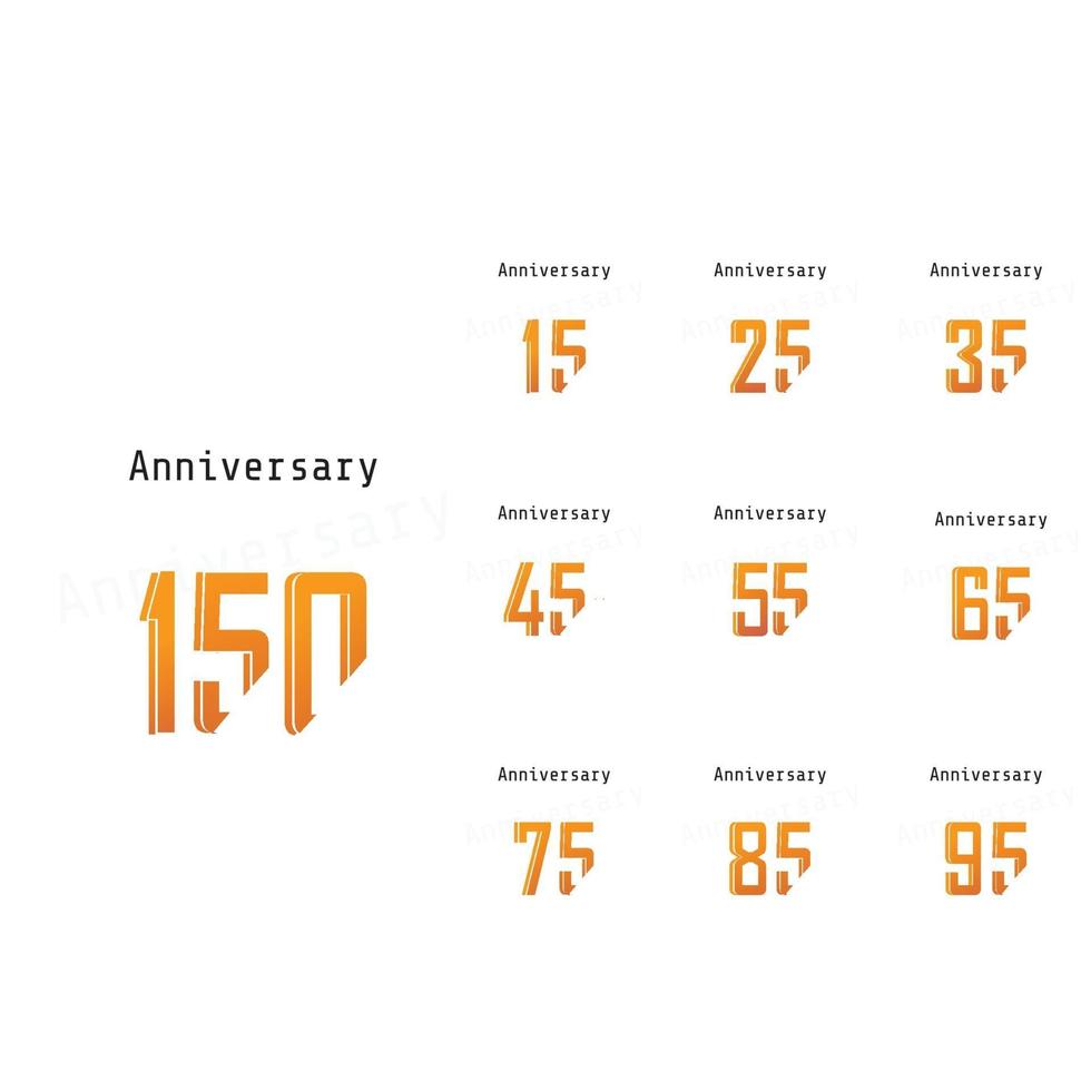 Set Year Anniversary Color Vector Template Design Illustration