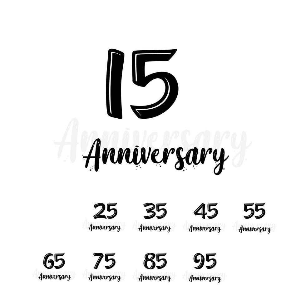 Set Year Anniversary White Background Color Vector Template Design Illustration