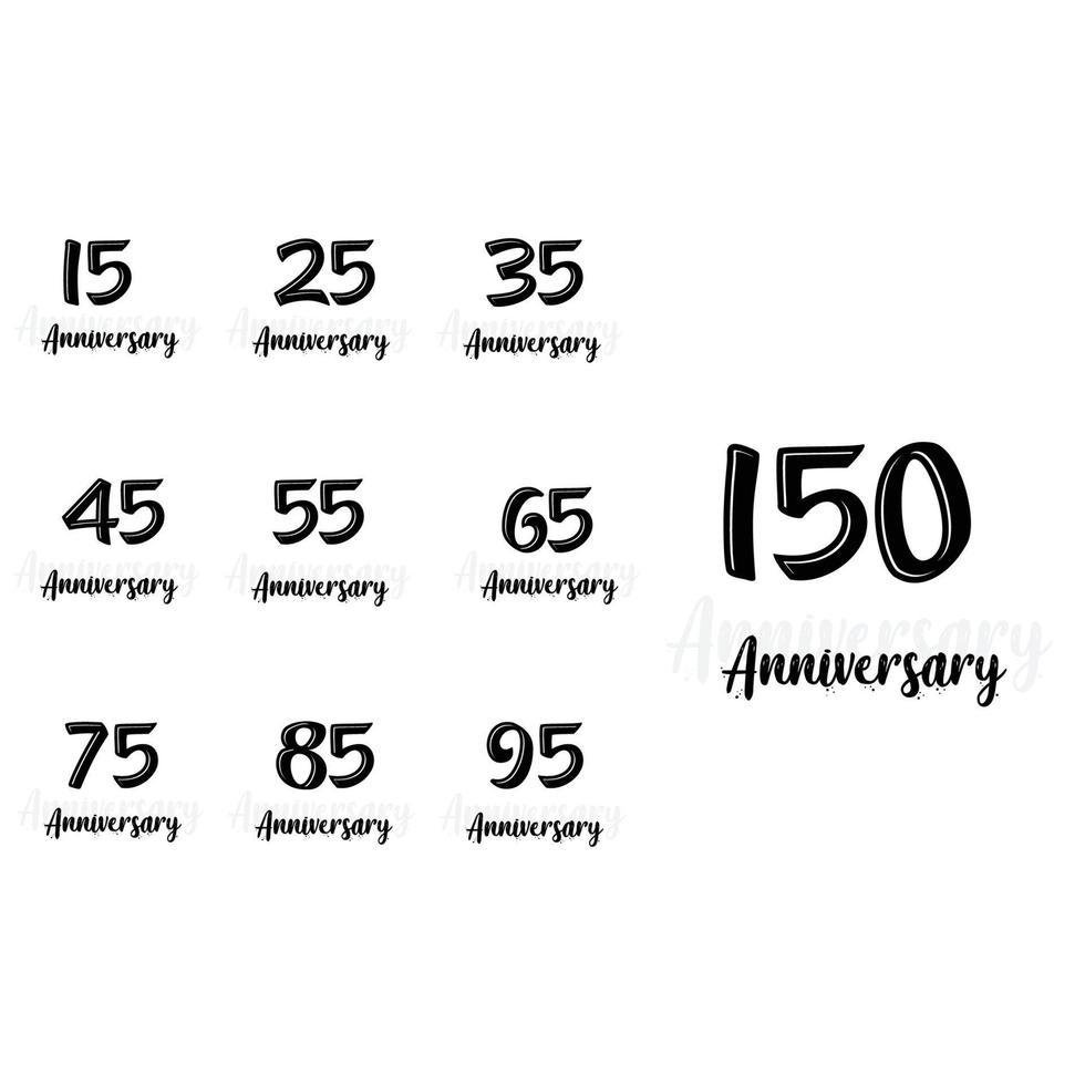 Set Year Anniversary White Background Color Vector Template Design Illustration