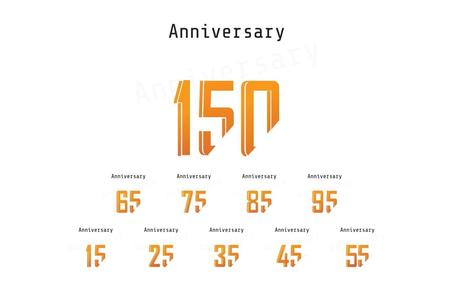 Set Year Anniversary Color Vector Template Design Illustration