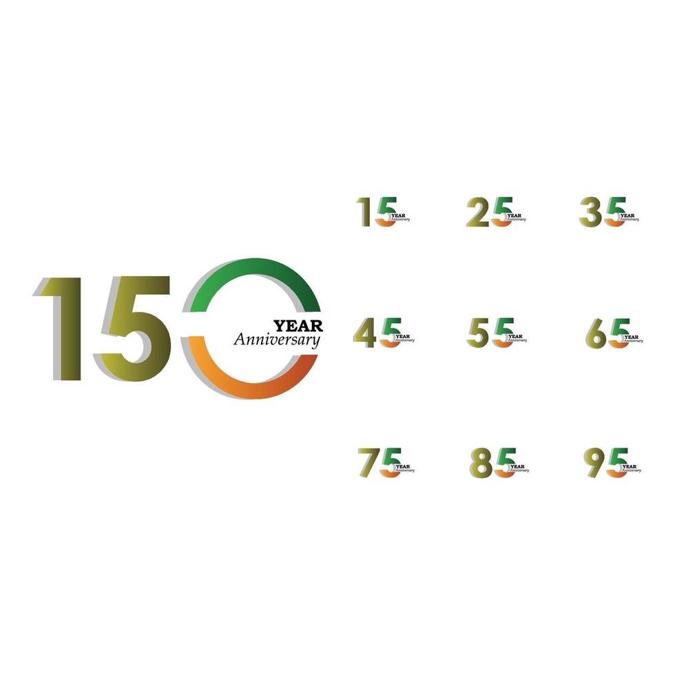 Set Year Anniversary Indian Them Color Vector Template Design Illustration