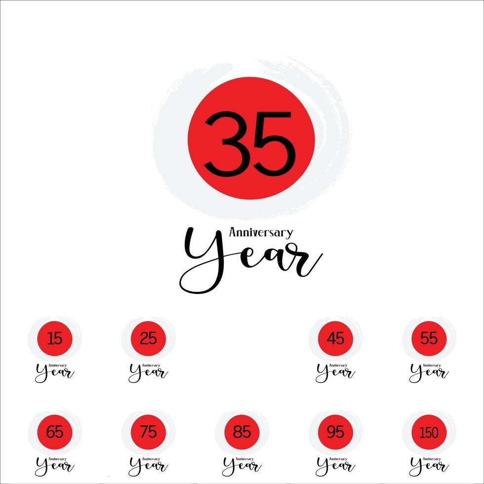 Set Year Anniversary Japan Them Color Vector Template Design Illustration