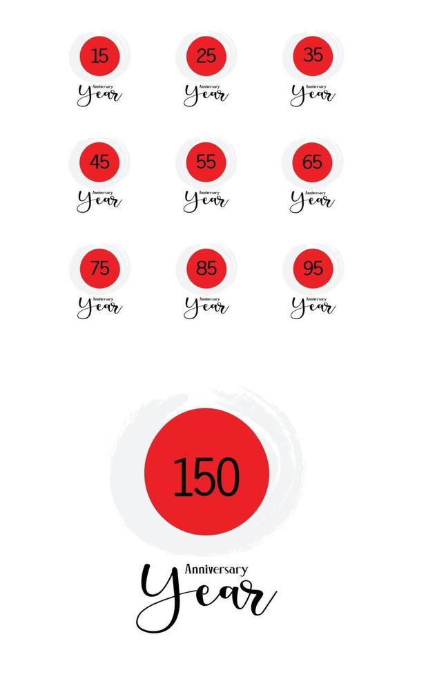 Set Year Anniversary Japan Them Color Vector Template Design Illustration