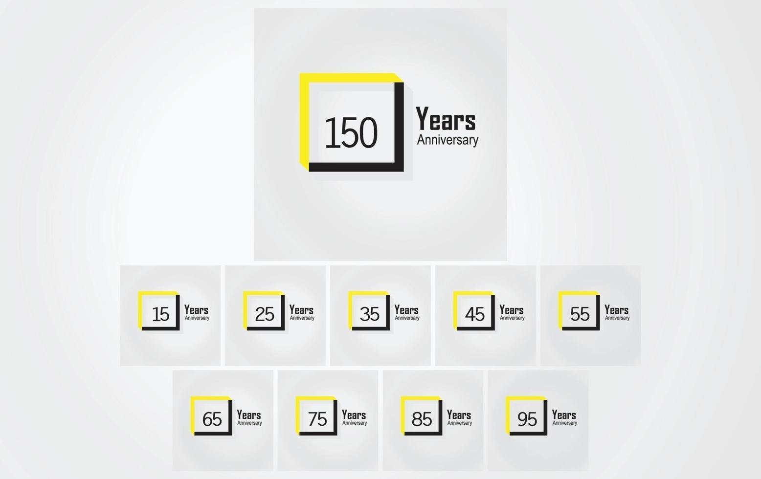 Set Year Anniversary White Background Color Vector Template Design Illustration