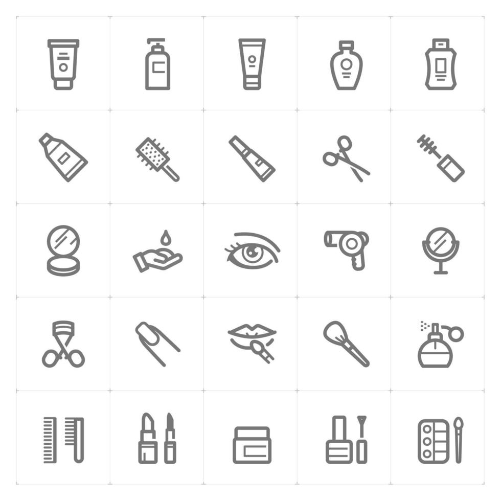 iconos de línea de cosmética y belleza. Ilustración vectorial sobre fondo blanco. vector