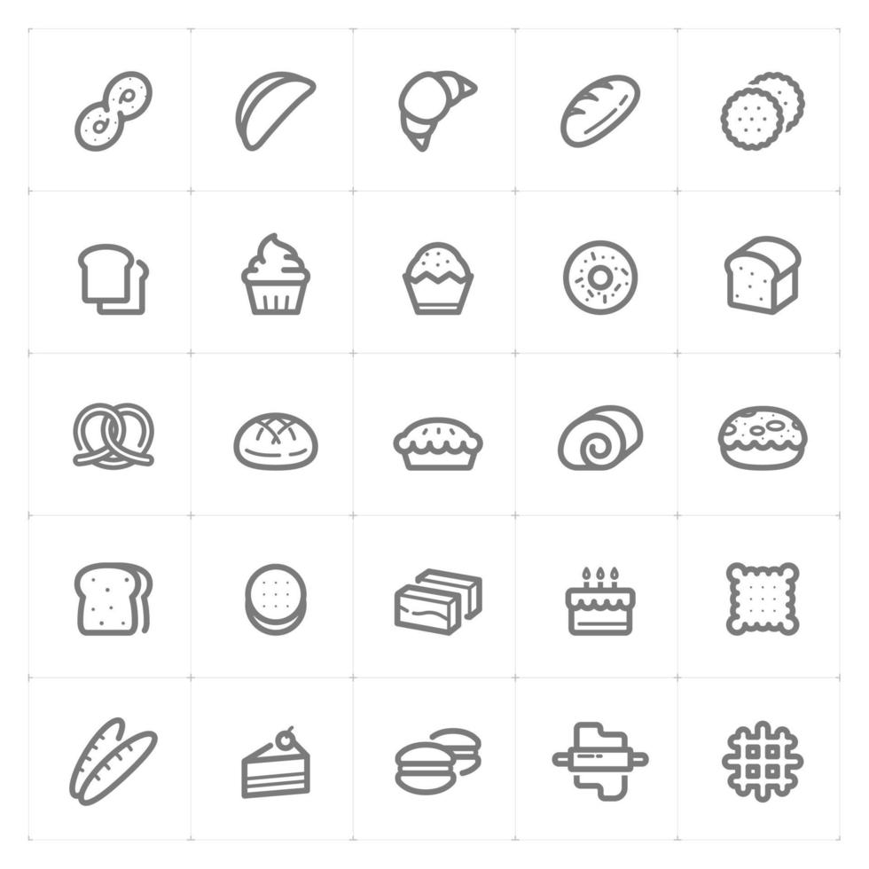 Bakery and Bread  line icons. Vector illustration on white background.