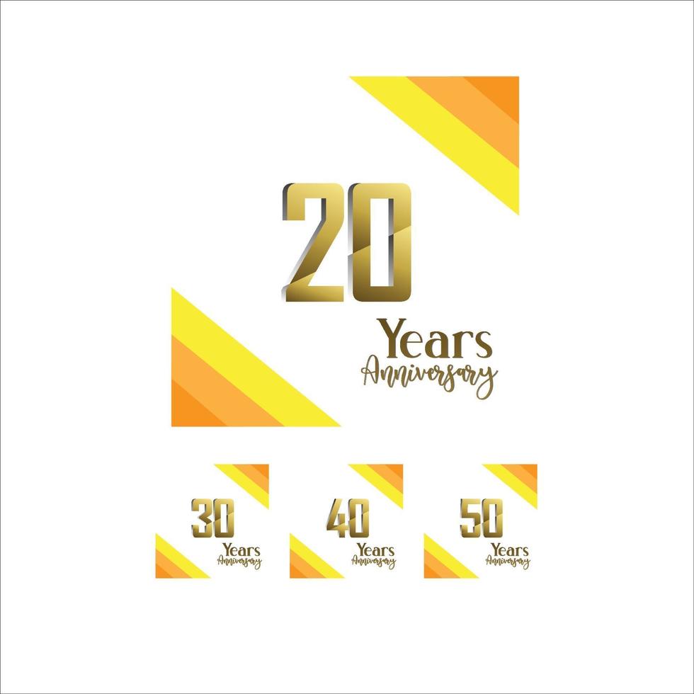 Set Year Anniversary Celebration Gold and White Background Color Vector Template Design Illustration