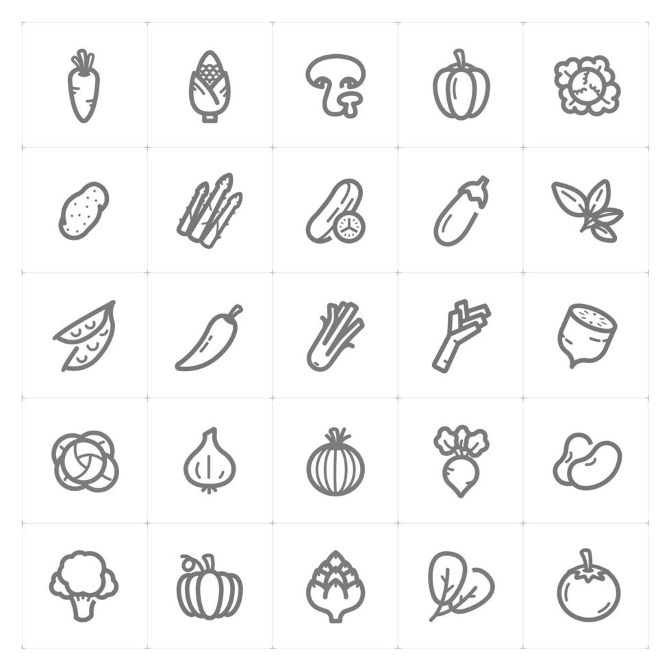 iconos de línea vegetal. Ilustración vectorial sobre fondo blanco. vector