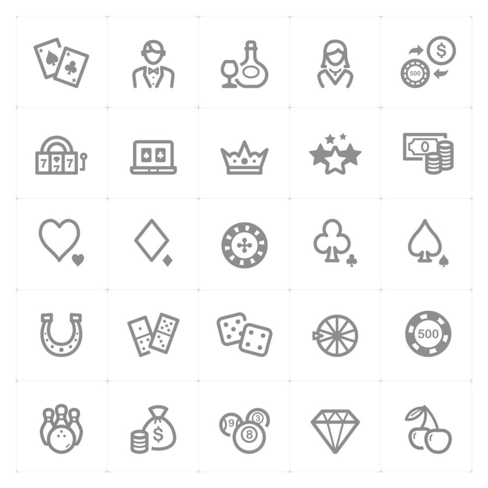 Casino and Gambling line icons. Vector illustration on white background.