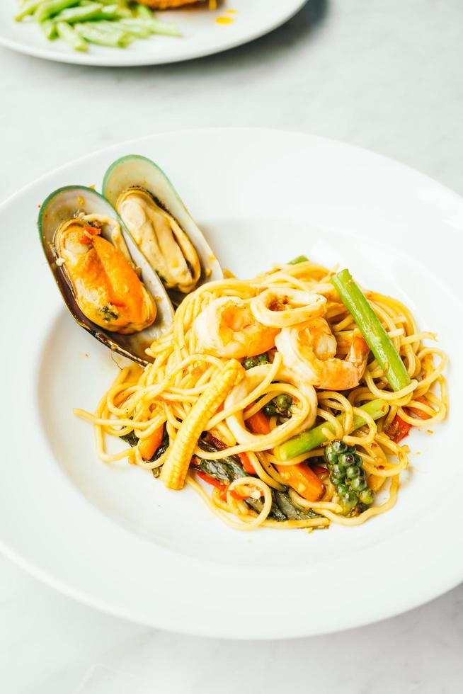 Spaghetti and pasta spicy seafood photo