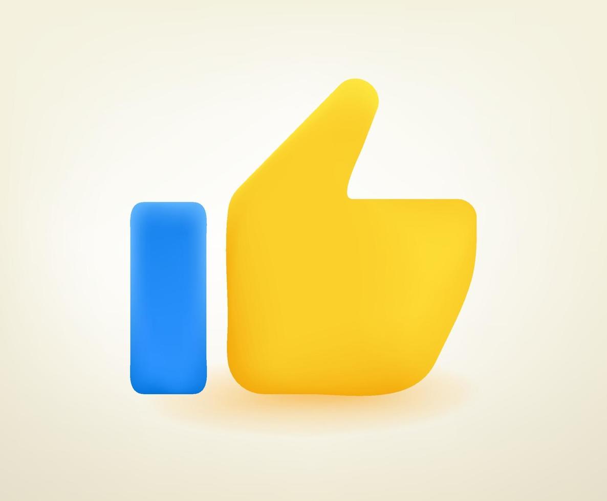 Thumbs up. 3d style vector icon