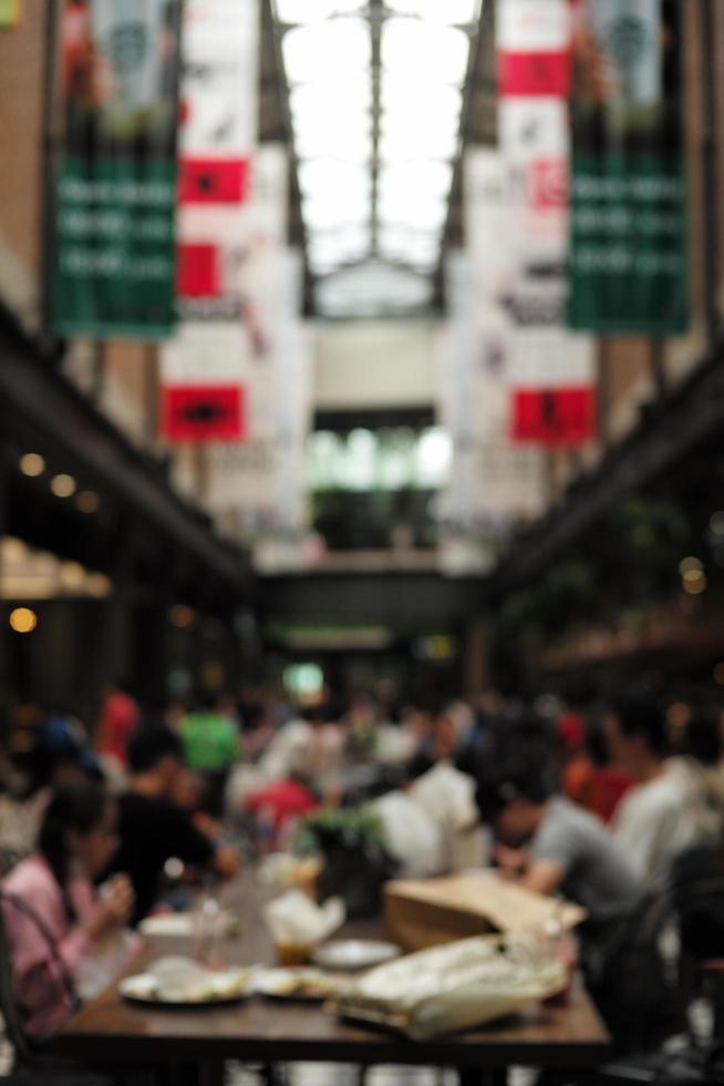 Blurred crowded of people inside the mall photo