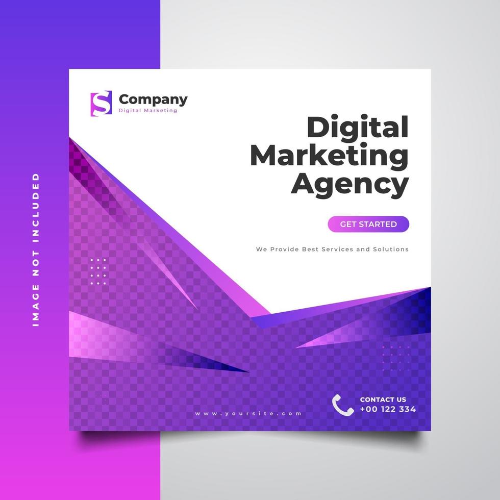 Digital marketing agency social media post template in colorful and dynamic concept vector