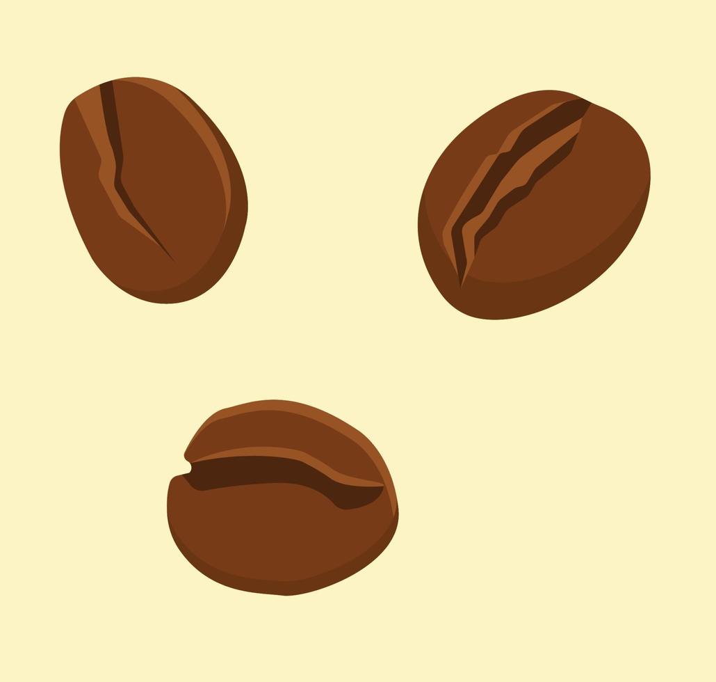 Brown coffee beans. Delicate, fragrant, oval, voluminous coffee beans. Pattern for coffee shop, cafe, restaurant. Flat vector illustation