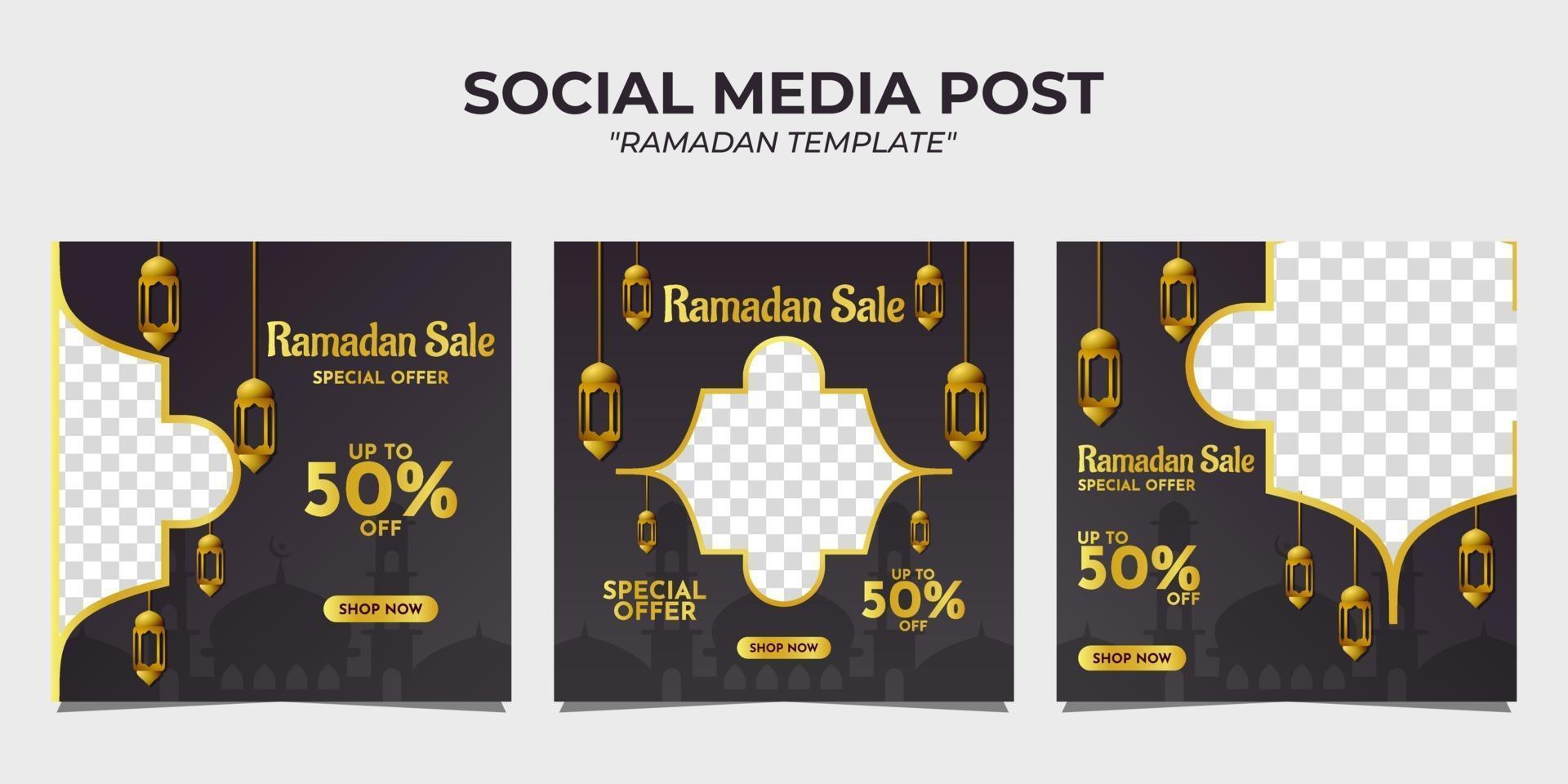 Ramadan sale social media post template vector