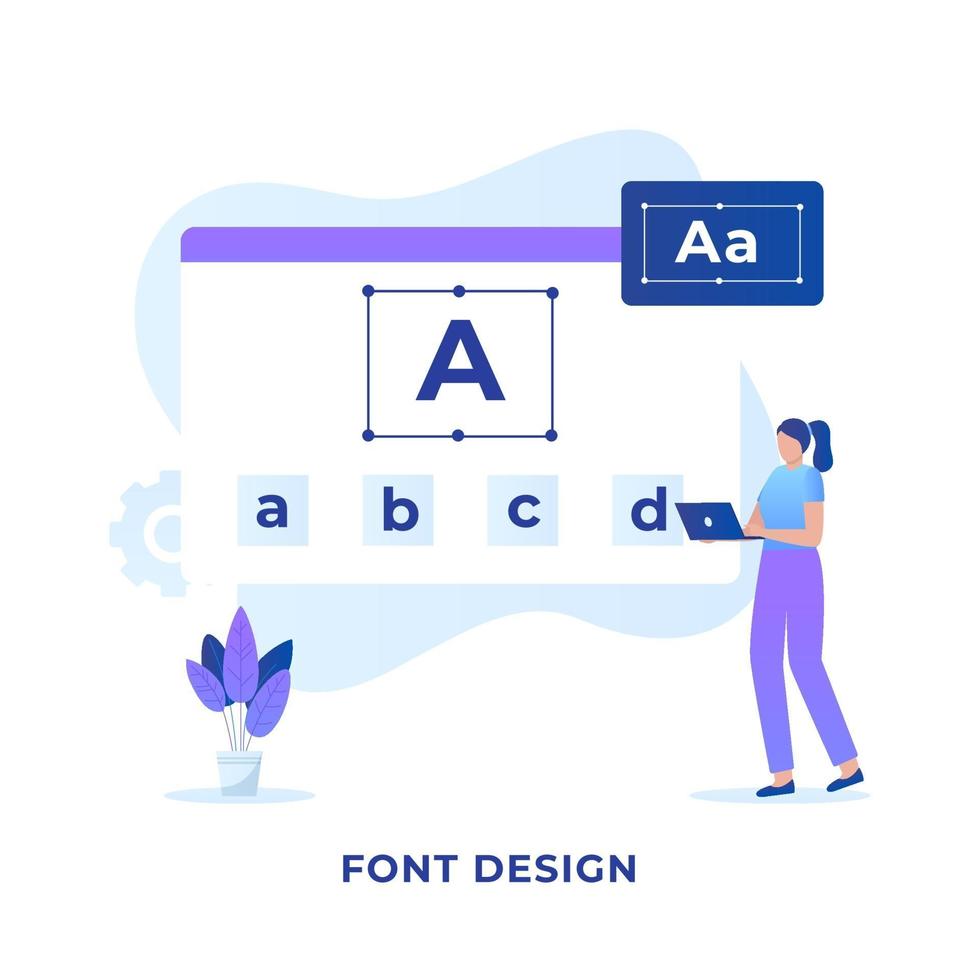 Flat illustration of font design concept vector