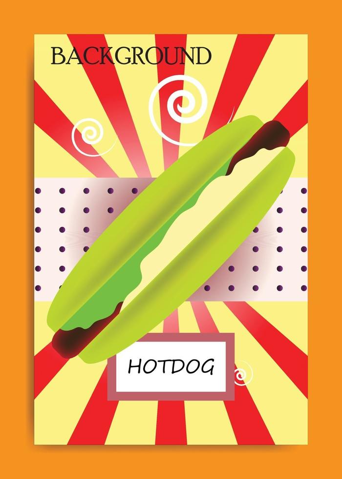 Ilustración de comida cartel o papel tapiz de hotdog vector