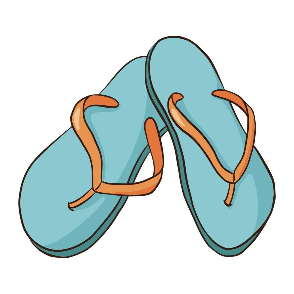 Hand Drawn Blue and Orange Flip Flops Isolated Vector Illustration on ...