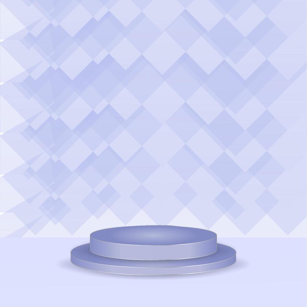 Blue podium stage with geometric background vector