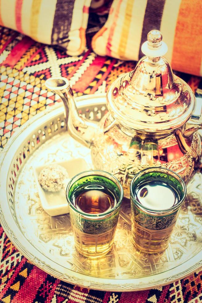 Hot tea with Morocco style photo