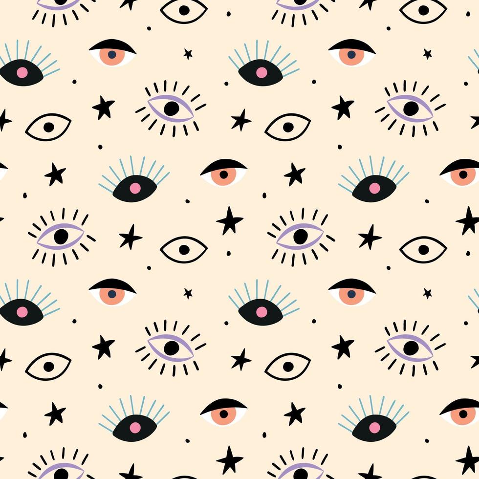 Hand drawn eyes seamless pattern vector