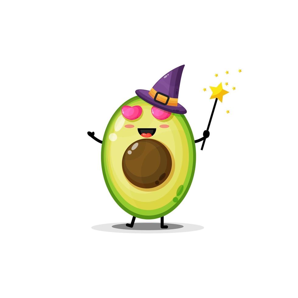 Cute avocado become witches vector