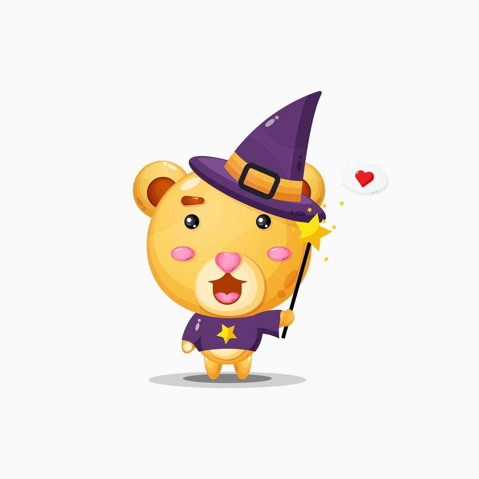 Cute bear becomes a witch vector