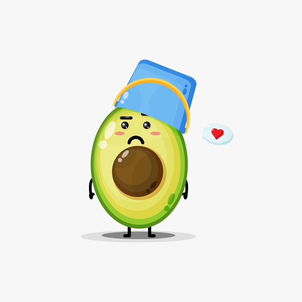 Cute avocado wearing a bucket helmet vector