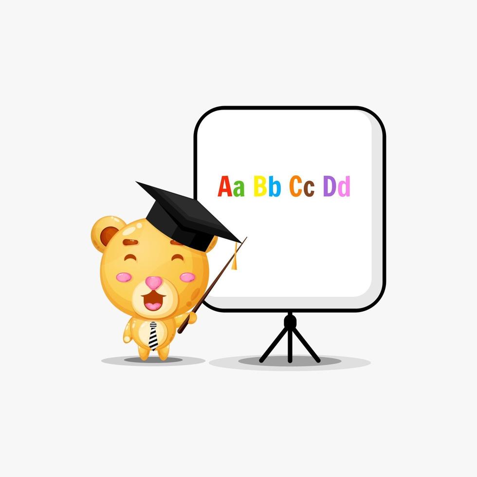 Cute bear becomes teacher vector