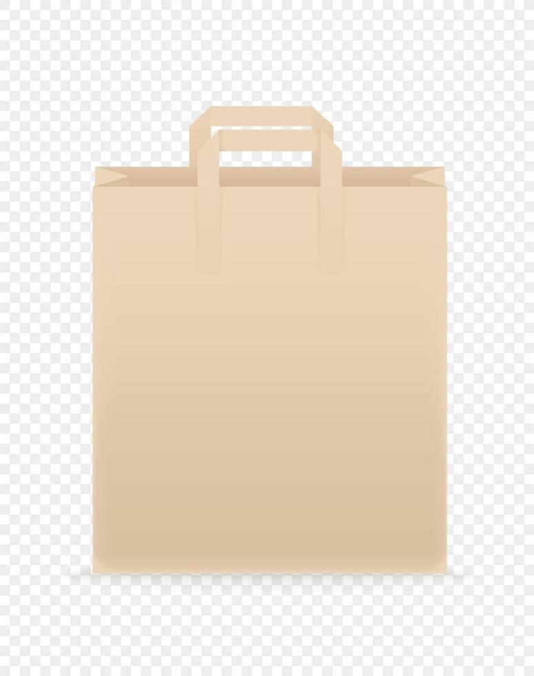 Brown paper craft shopping bag. Template for branding vector