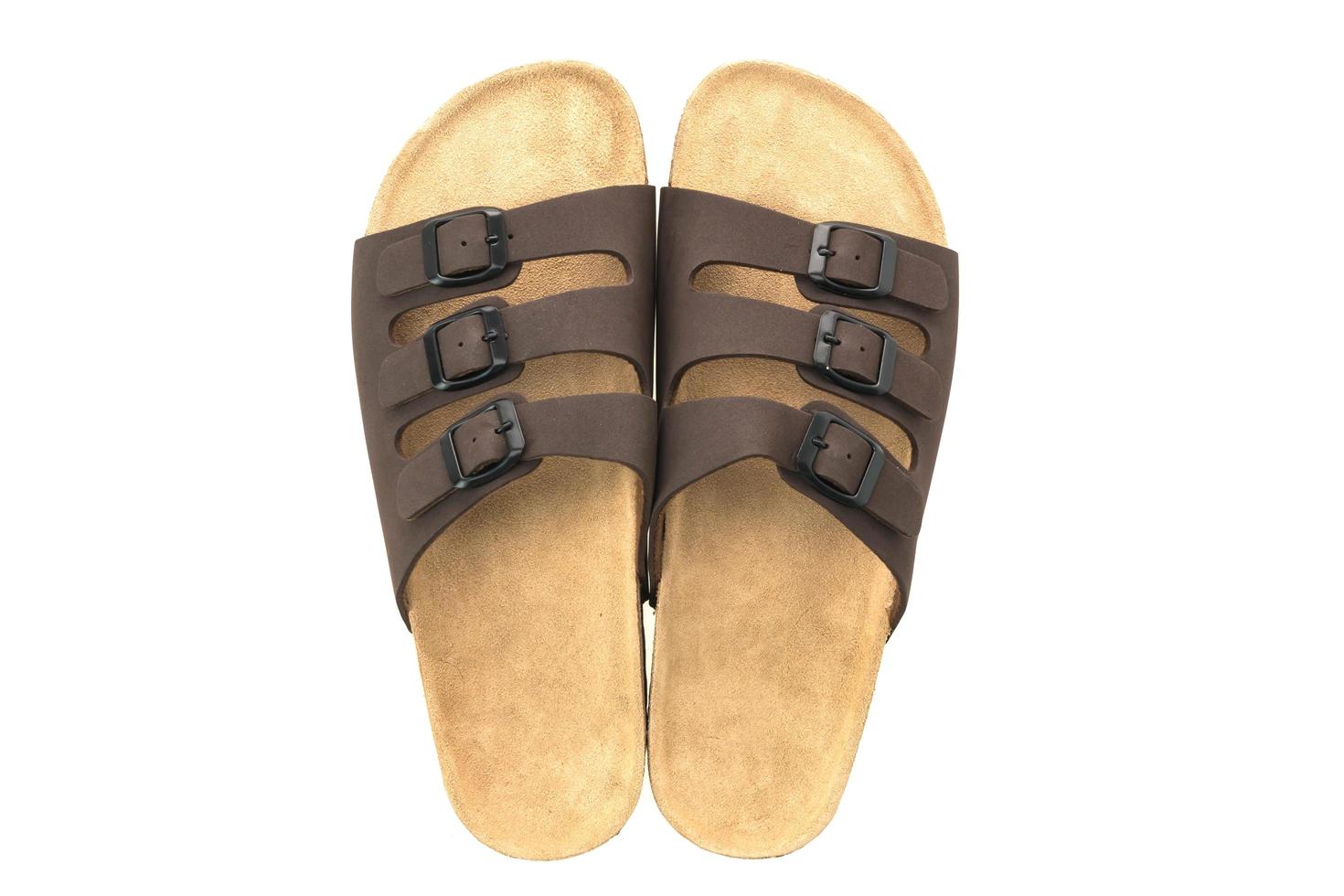 Men leather sandal and flip flop shoes photo