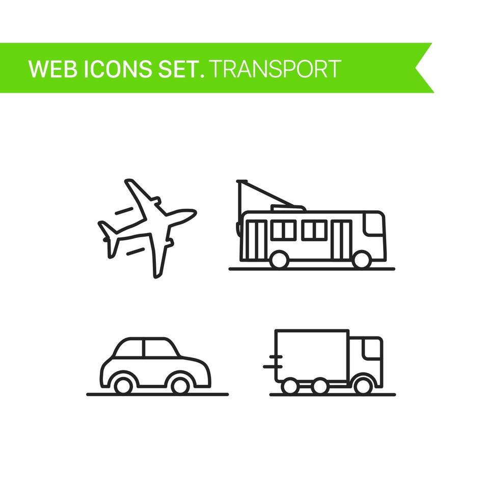 transporte. conjunto de vectores de iconos de línea delgada
