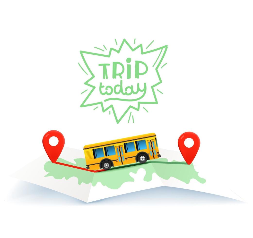 Trip today. Travel concept with map and lettering logo vector