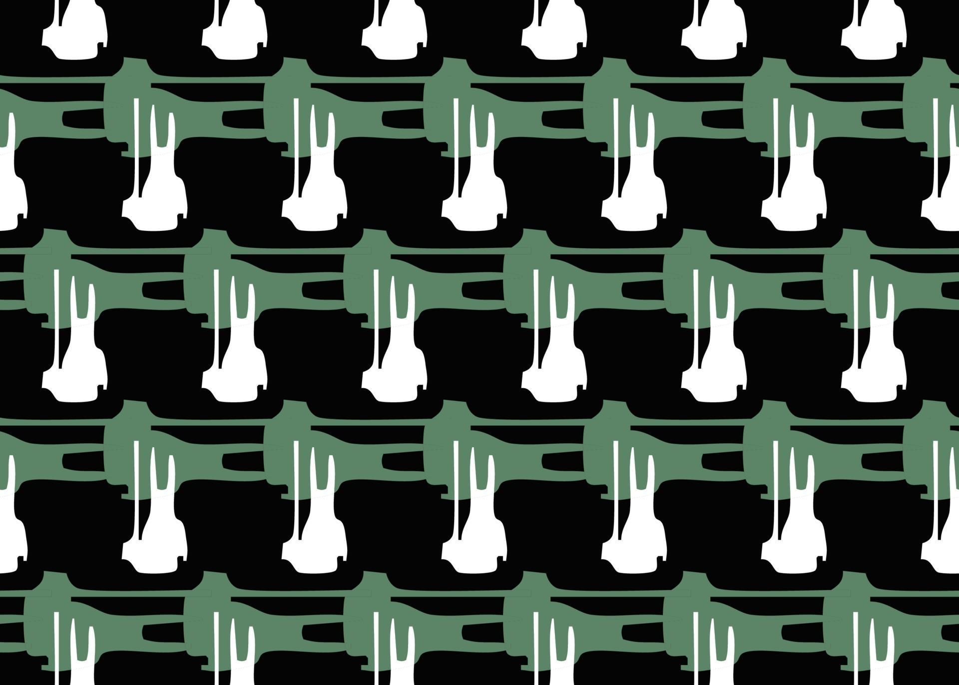 Vector texture background, seamless pattern. Hand drawn, green, black