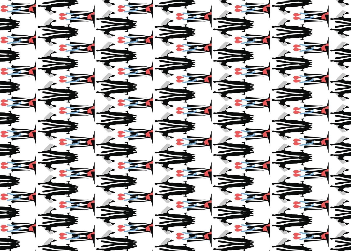 Vector texture background, seamless pattern. Hand drawn, black, grey, blue, red, white colors.