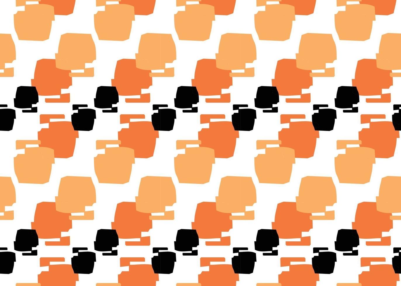 Vector texture background, seamless pattern. Hand drawn, orange, black, white colors.