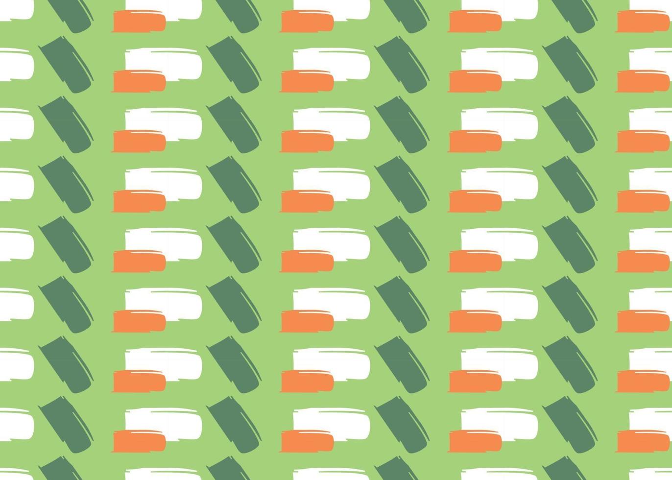 Vector texture background, seamless pattern. Hand drawn, green, orange, white colors.