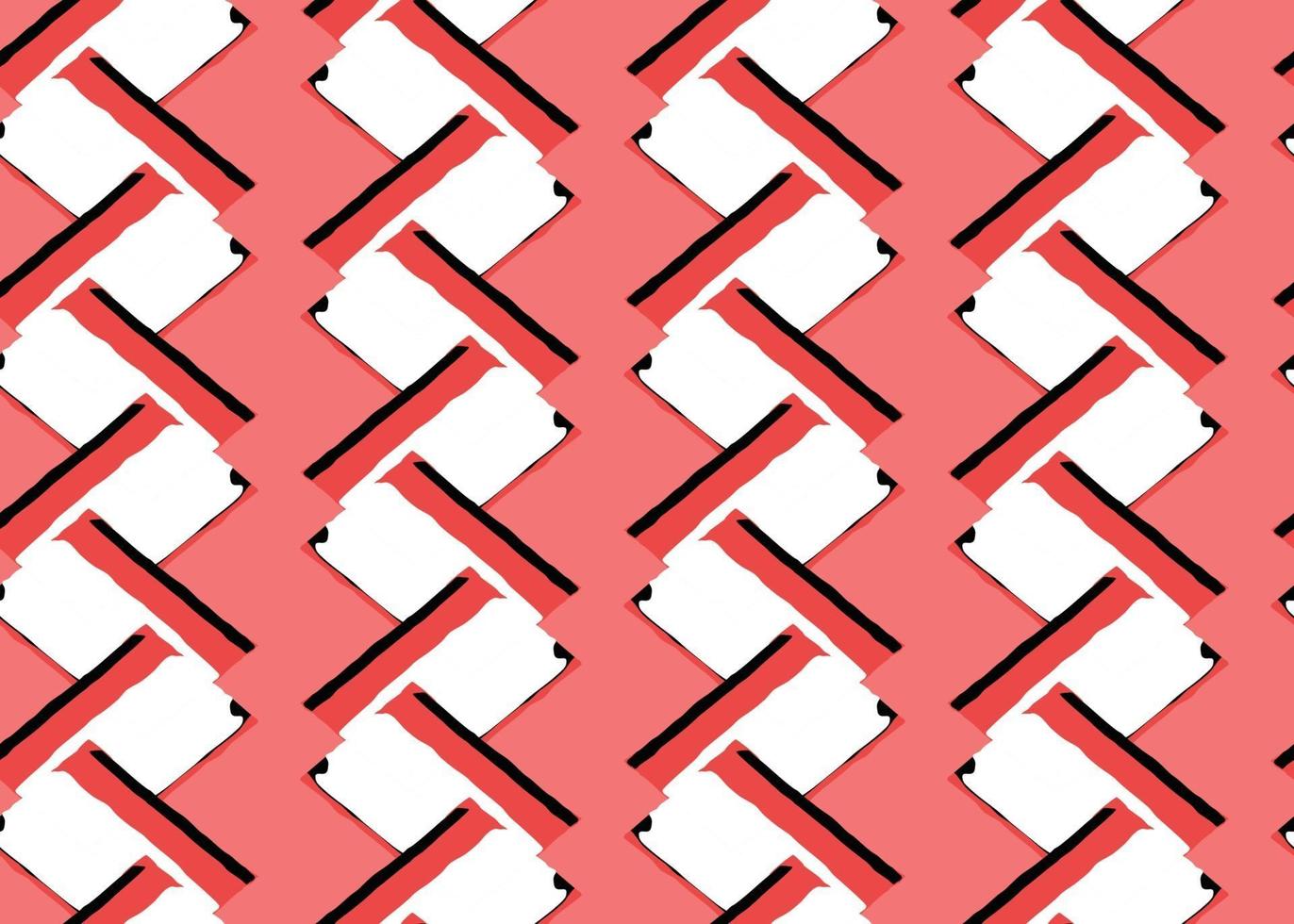 Vector texture background, seamless pattern. Hand drawn, red, white