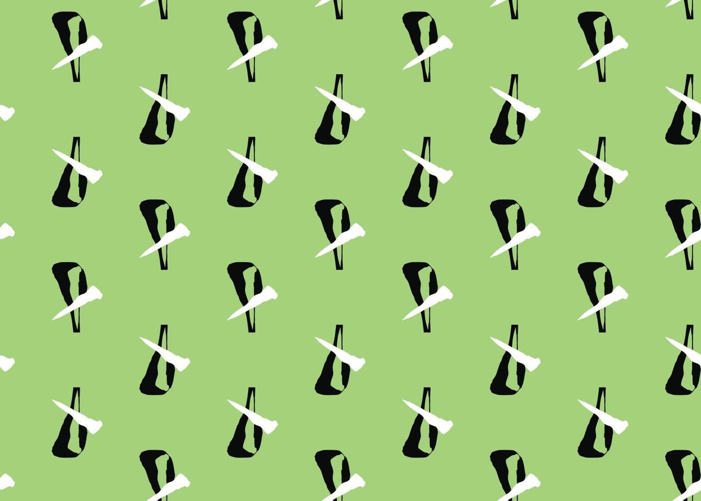 Vector texture background, seamless pattern. Hand drawn, green, black, white colors.