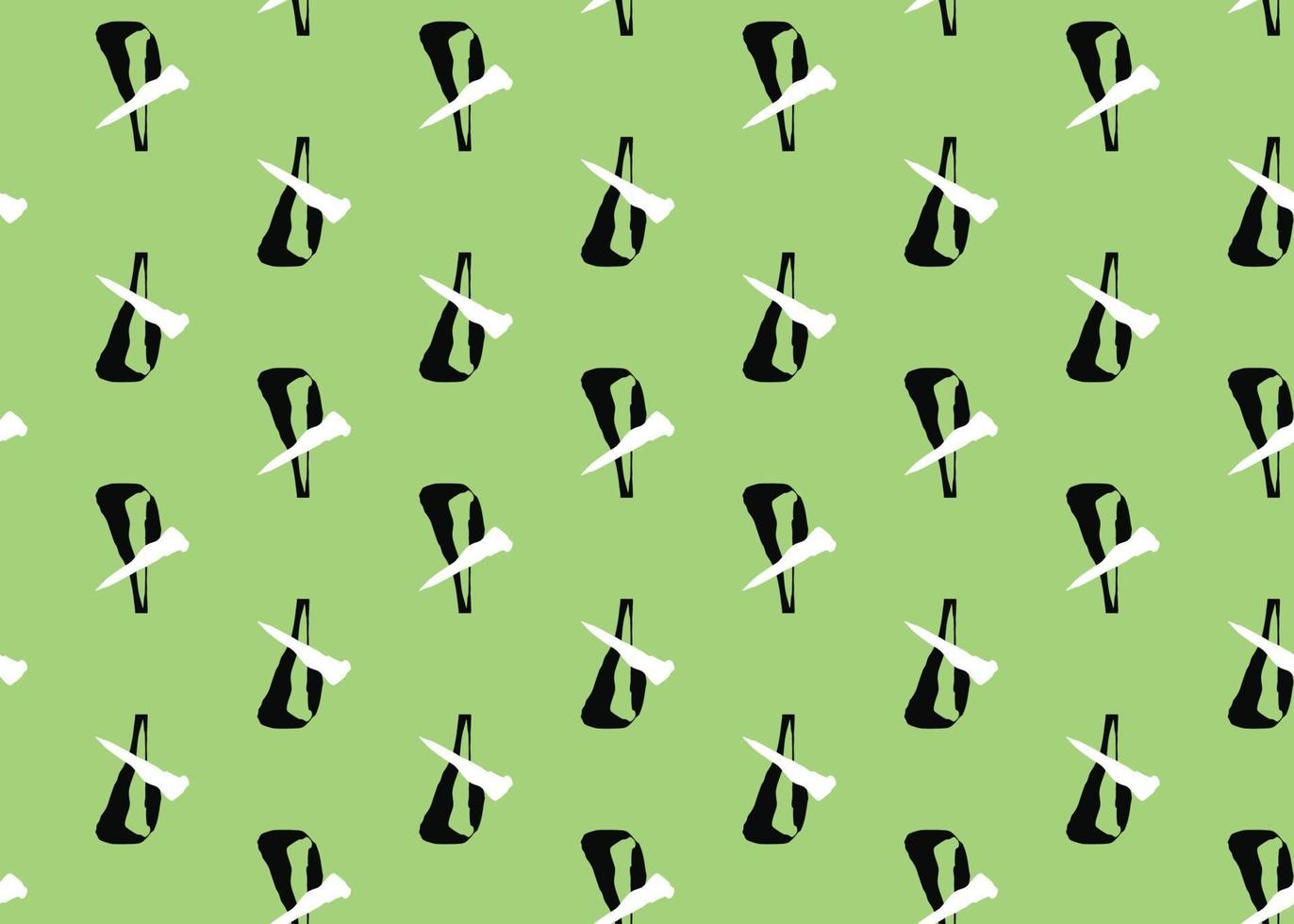 Vector texture background, seamless pattern. Hand drawn, green, black, white colors.