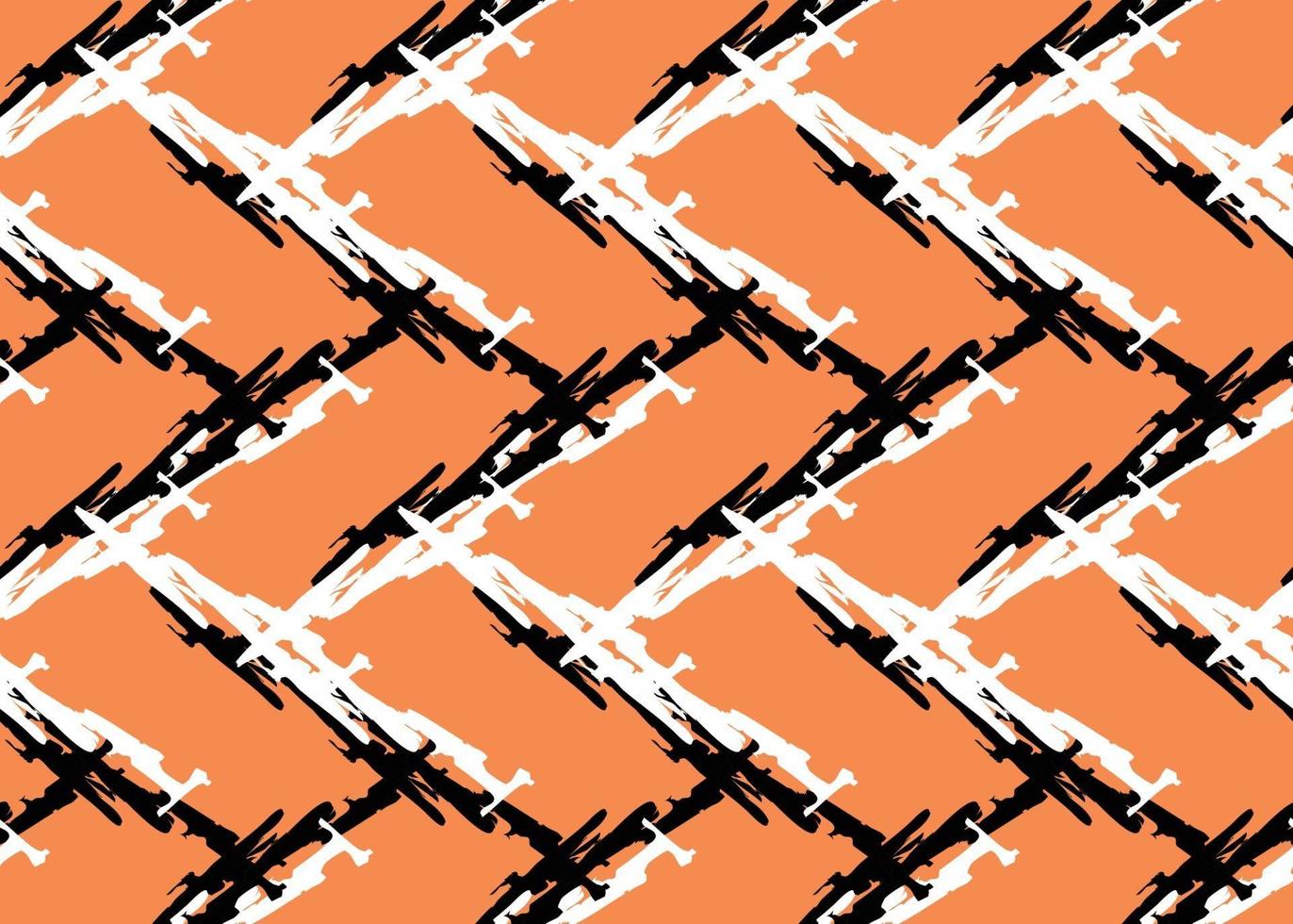 Vector texture background, seamless pattern. Hand drawn, orange, black, white colors.