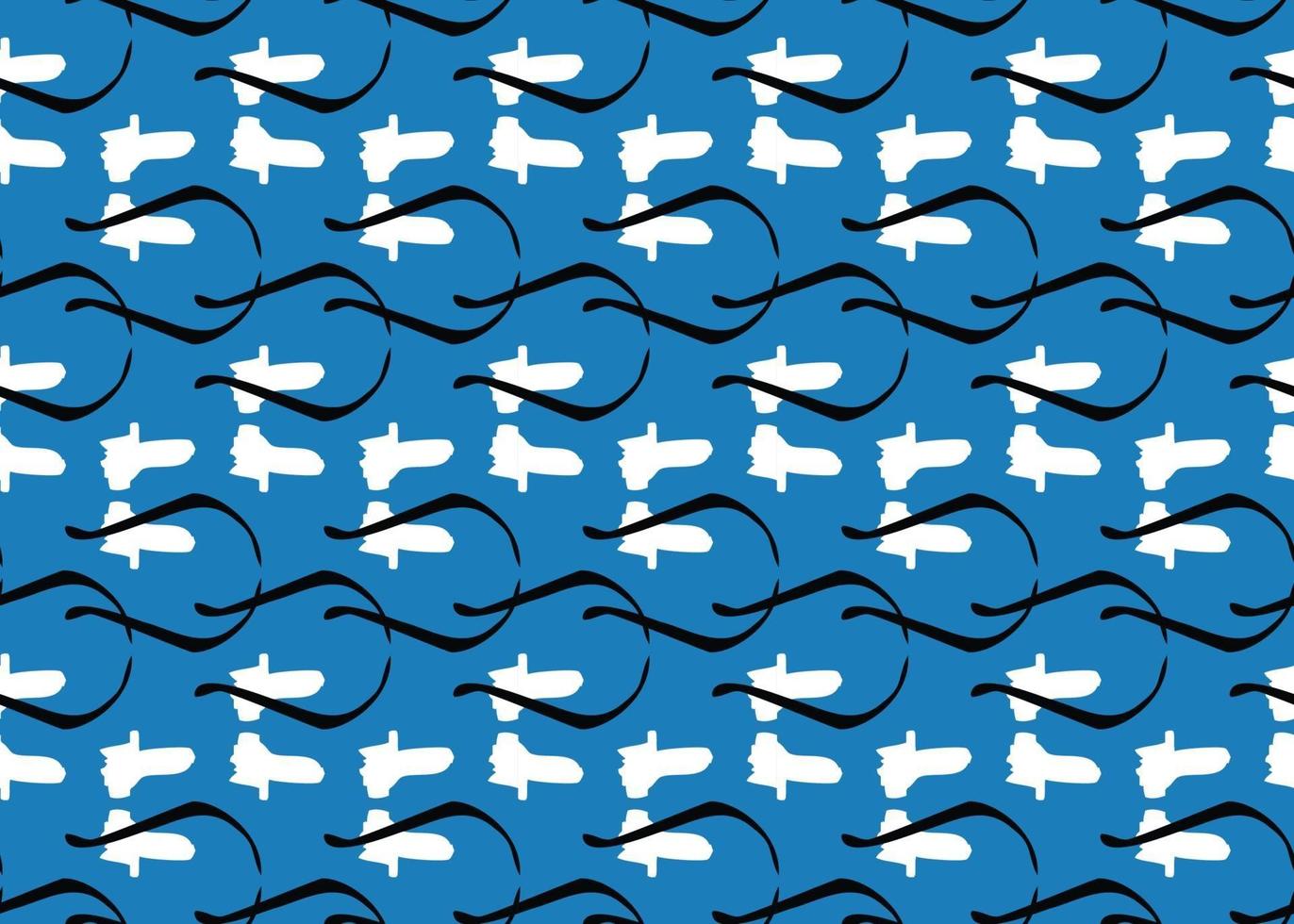 Vector texture background, seamless pattern. Hand drawn, blue, black, white colors.