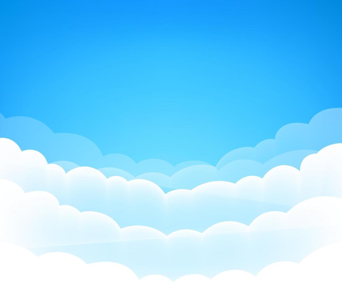 Blue sky with cute white clouds background vector