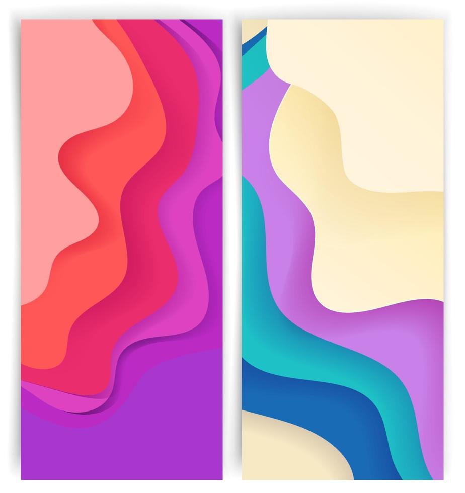 Vertical color banners with abstract vector waves