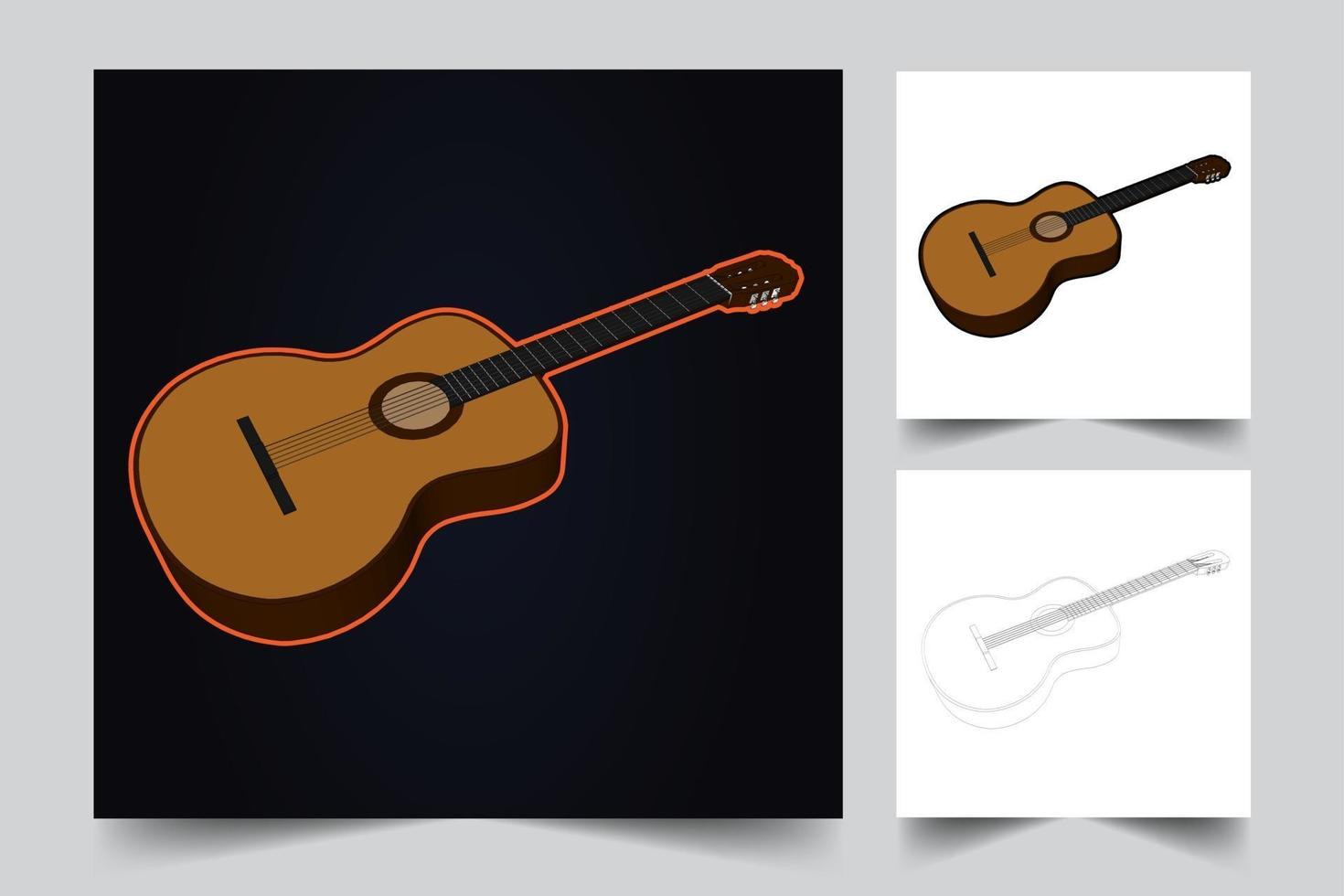 Classical guitar illustration vector