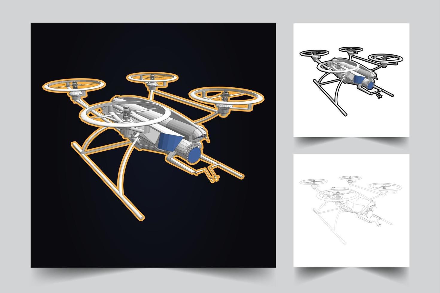 Blue drone illustration vector