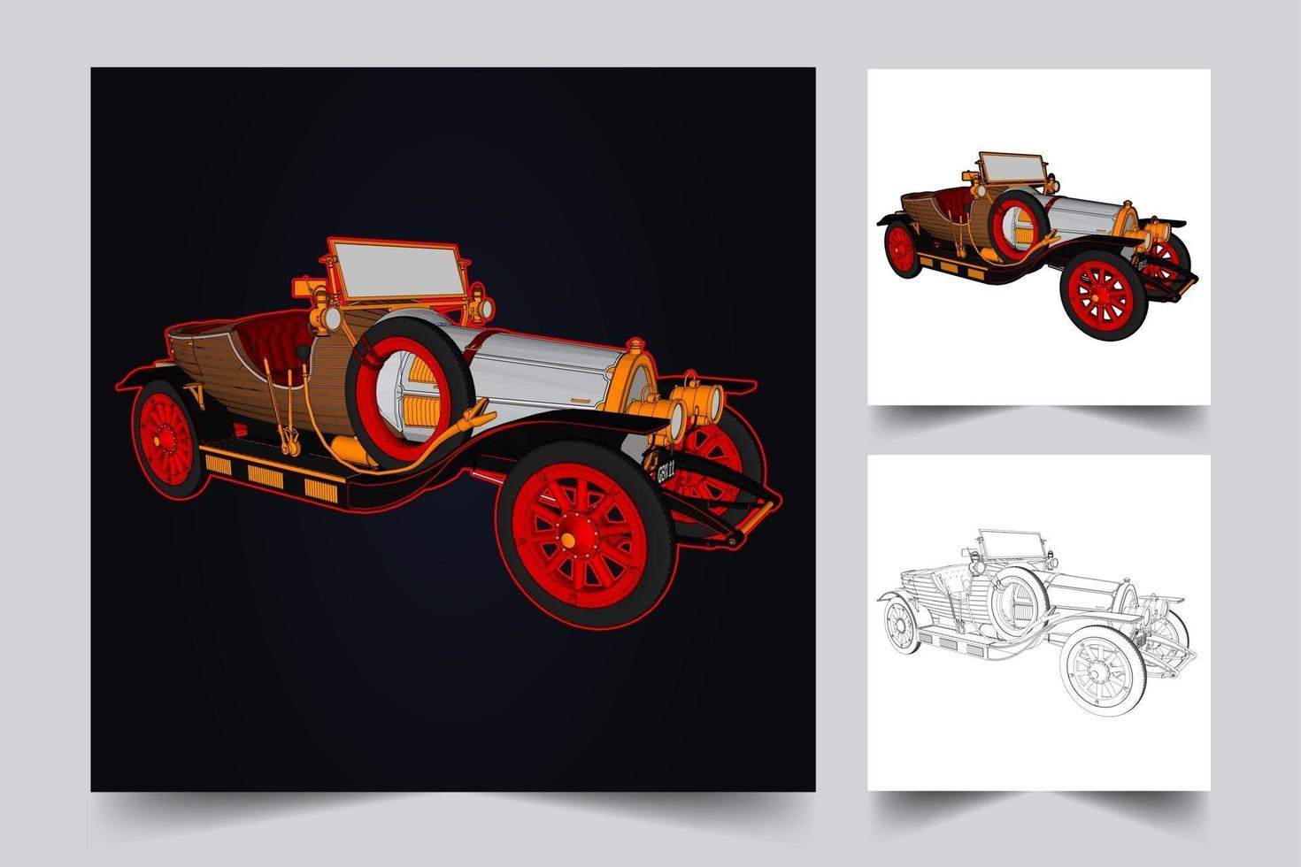 Steampunk car illustration vector