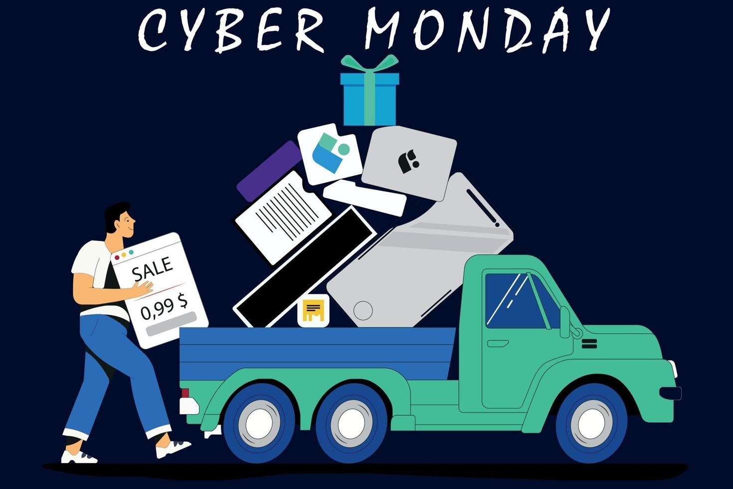 Cyber monday shopping. Vector illustration