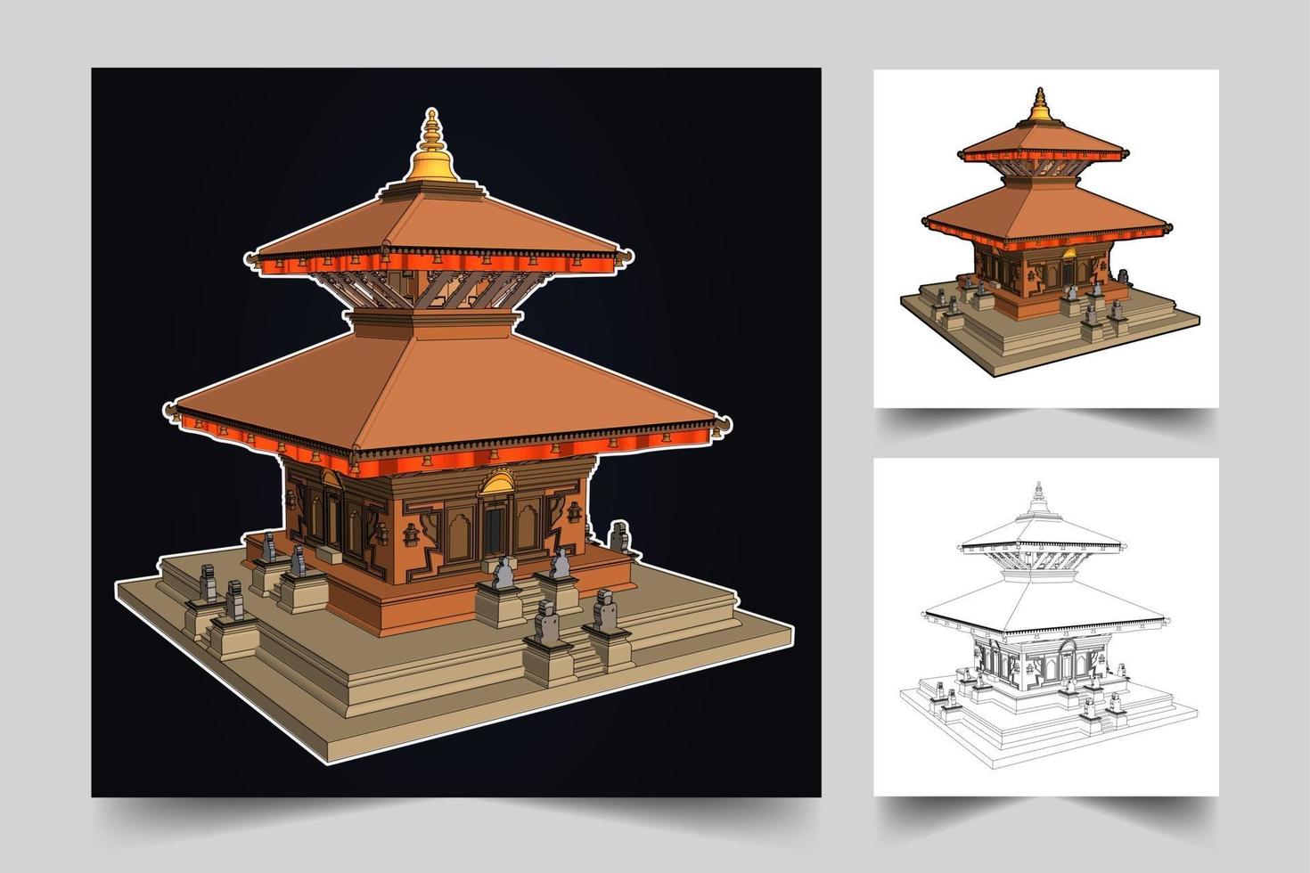 Chinese pagoda illustration vector