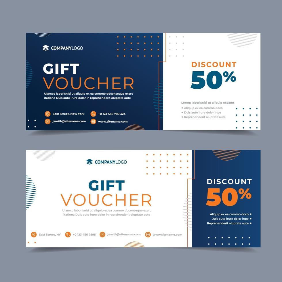 Orange And Blue Marketing Gift Voucher vector